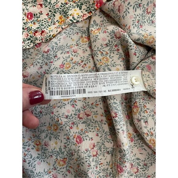 Zara Ditsy Floral Cottagecore Maxi collar Shirt Dress sz XS neutral minimalist b - Picture 12 of 13